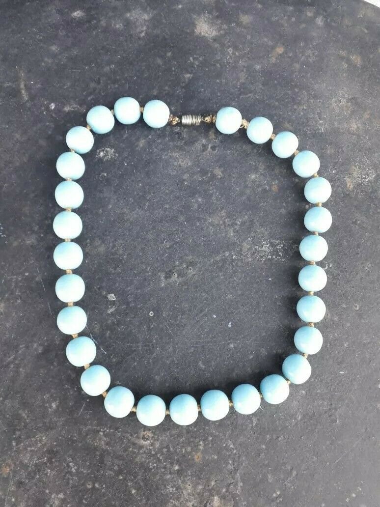 antique old choker, light blue opaline spheres necklace