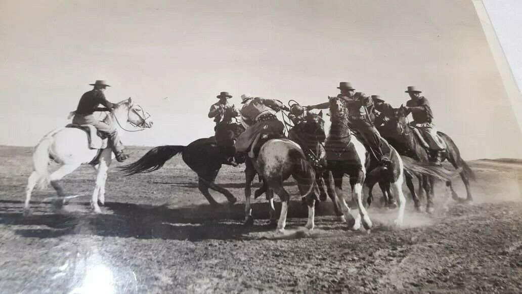 vintage old Photo by Fred hendrickson film, cowboy playing El pato in Argentina