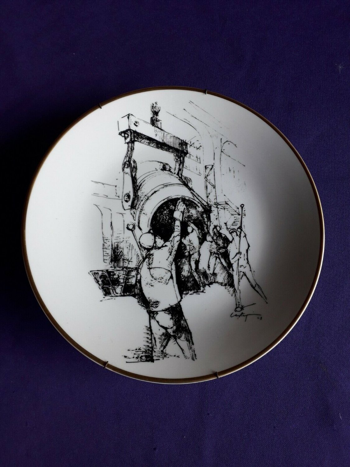 old dish  old porcelain plate with impression of the painter castagnino  Argenti