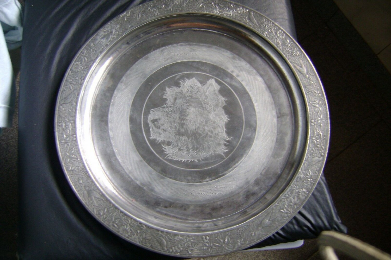 antique cake plate  Scottish Terrier  Dog Reed and Barton   Fala? Miss Beazley?