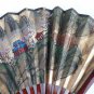 old chinese hand painted fan, wooden rods