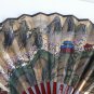 old chinese hand painted fan, wooden rods