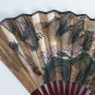 old chinese hand painted fan, wooden rods