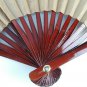 old chinese hand painted fan, wooden rods