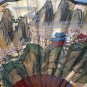 old chinese hand painted fan, wooden rods