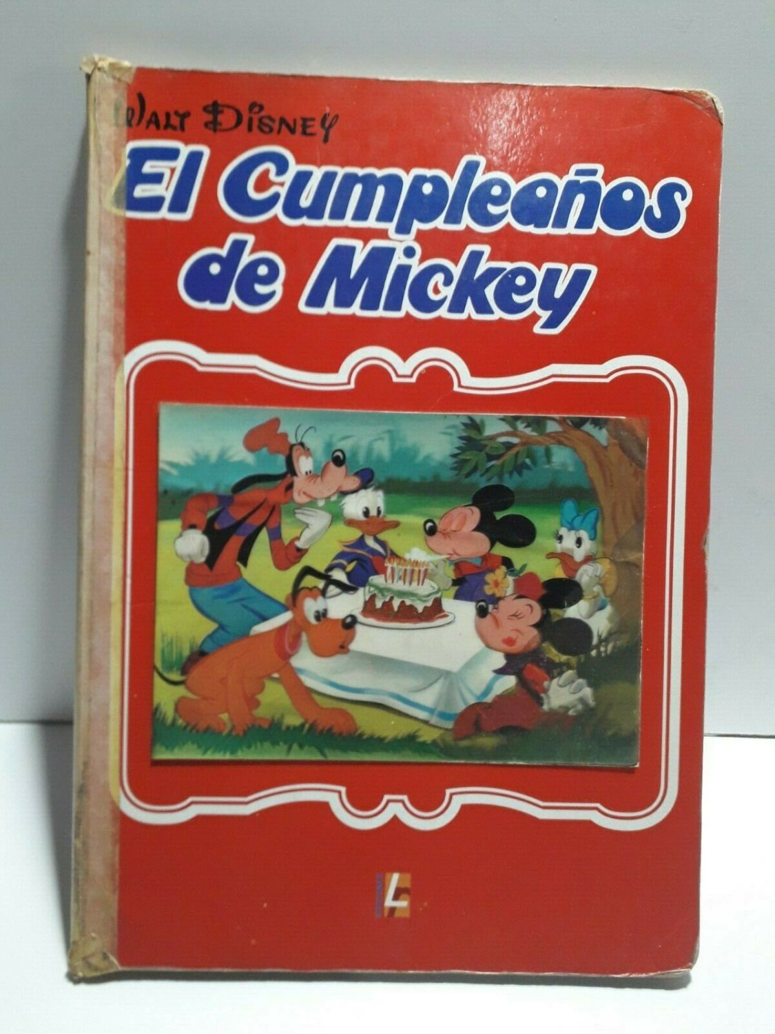 Old Children's Book Mickey's Birthday, 1980s in spanish