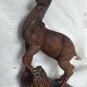 old important wood carved with glass eyes- deer figure - black forest??