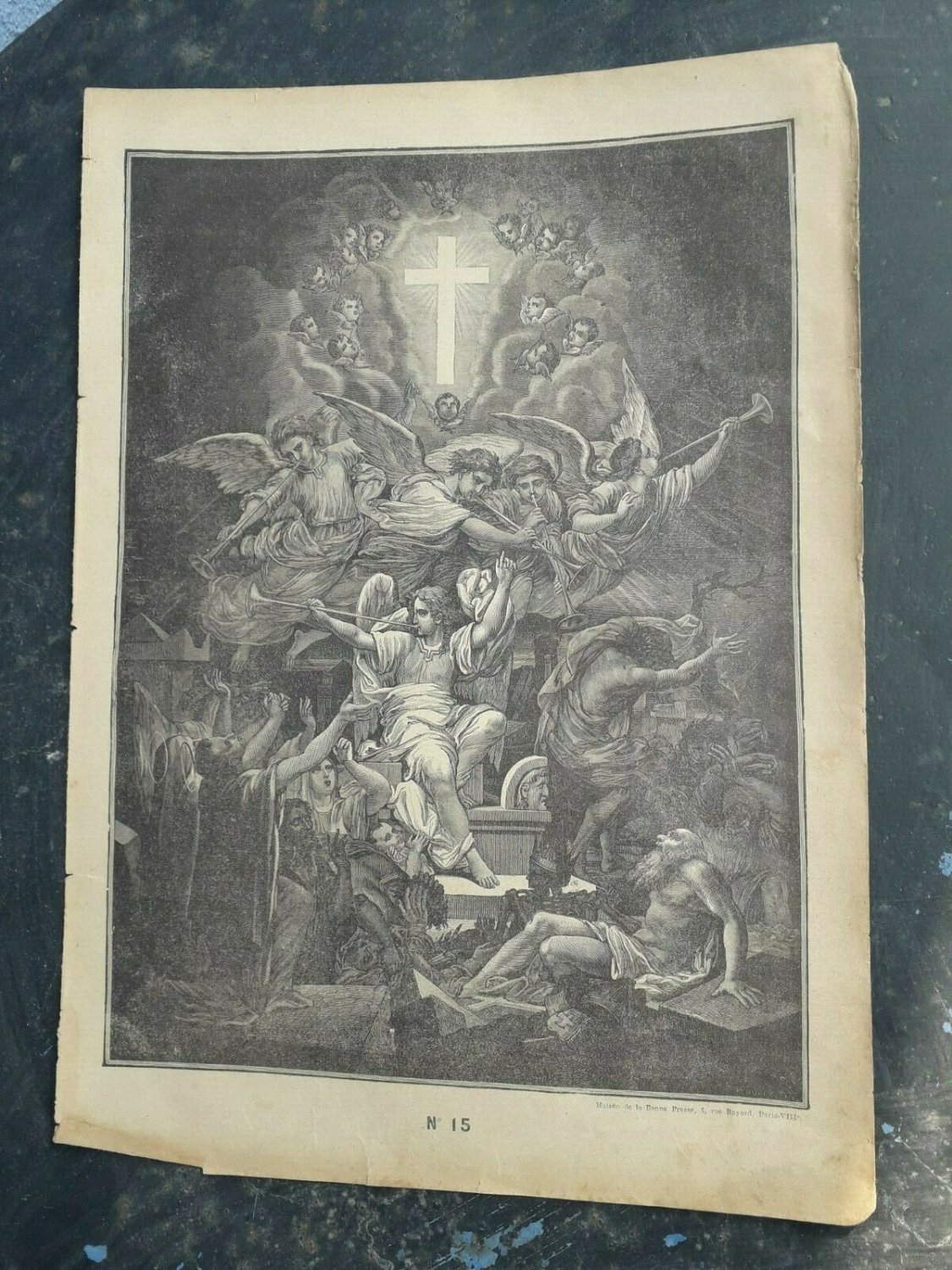 Old religious engraving early 1900     maison de la bonne N15