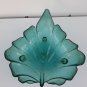 vintage Old Glass Bowl Salad Bowl, Green Leaf shape