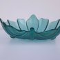 vintage Old Glass Bowl Salad Bowl, Green Leaf shape