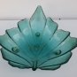 vintage Old Glass Bowl Salad Bowl, Green Leaf shape