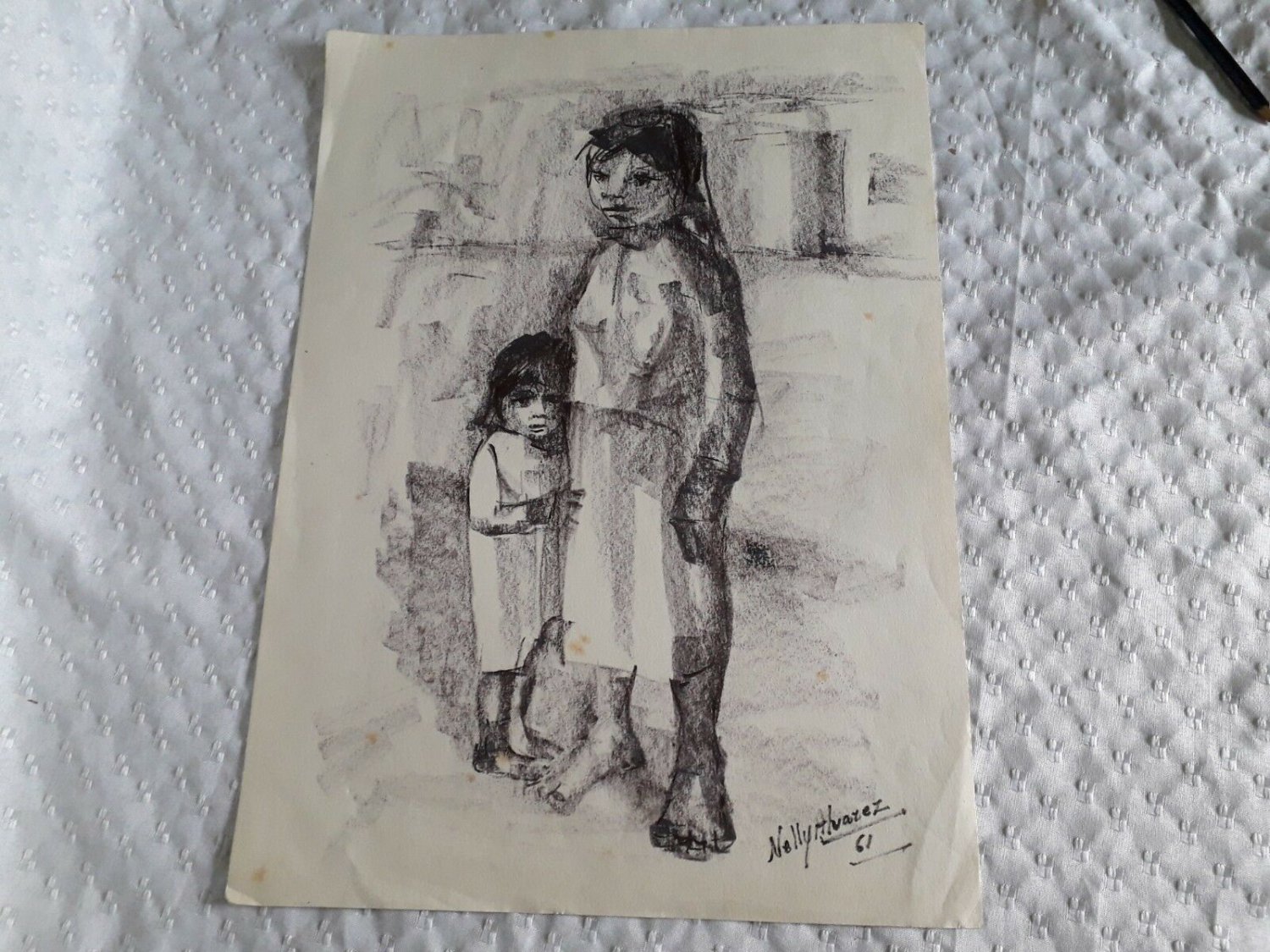 Drawing on paper , nelly Alvarez  Argentine Artist  1961