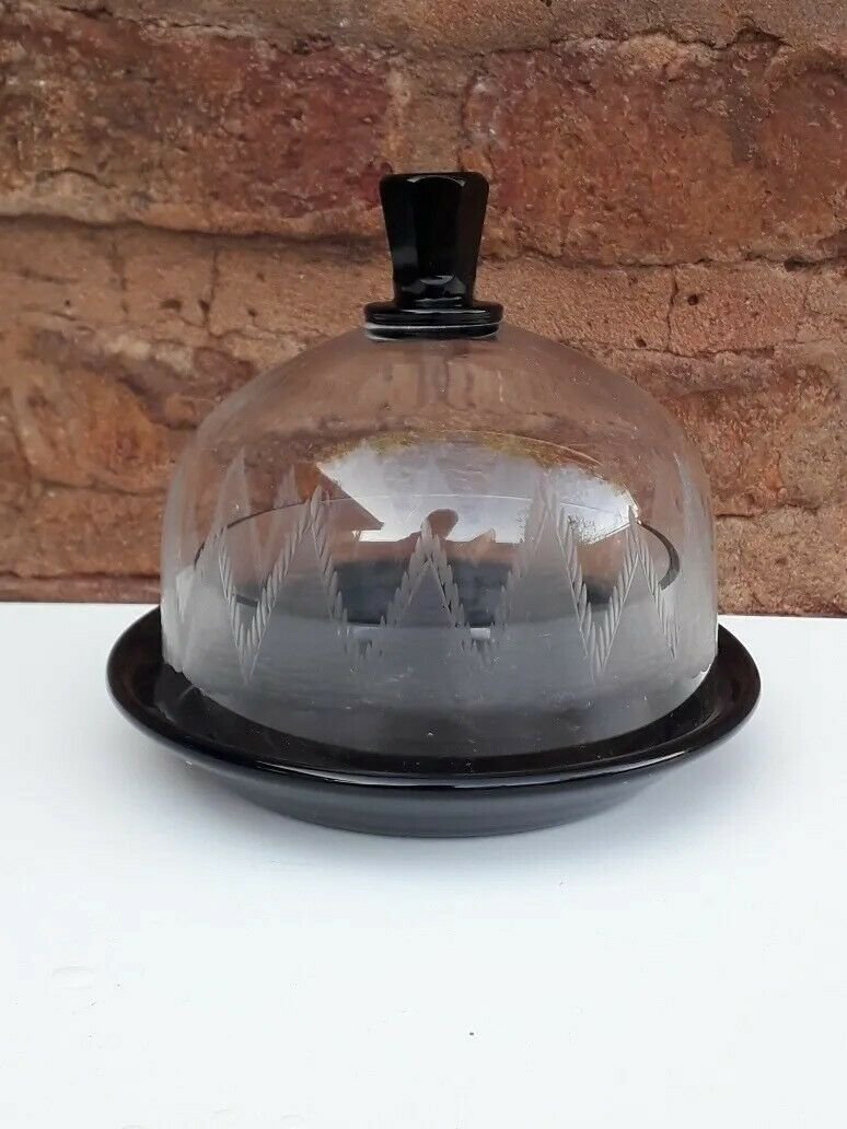 vintage Old art deco Cheese, candy, art deco glass