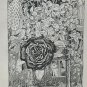 old engraving print 1918 Illustrations H. Vogeler Oscar wilde, the nightingale a