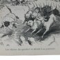 old engraving print extracted book 1893 Le Bon Petit Diable, les chiens du quart