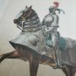 old colors engraving print Hernan Cortes armor  extracted book of 1894