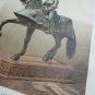 old colors engraving print Hernan Cortes armor  extracted book of 1894