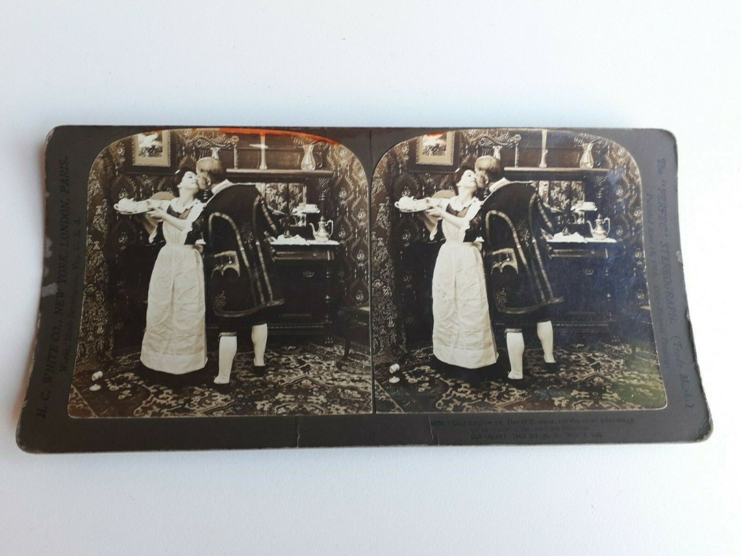 old   Stereoscopic photo God forgive ye, Jim O'Connor, for the cruel advantage y
