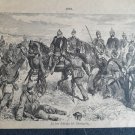 old engraving print  Wilhelm II in Königgrantz battle   extracted 1888