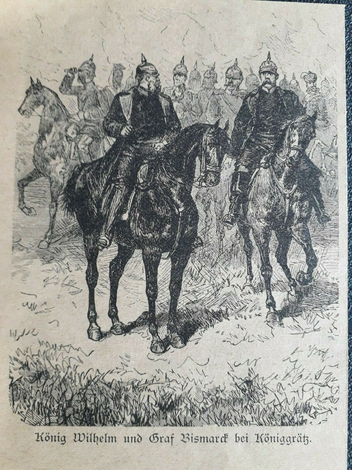 old engraving print  Wilhelm I with O. Bismarck   extracted 1888