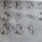 old engraving print 1836 Medailles Gallo -Romains
