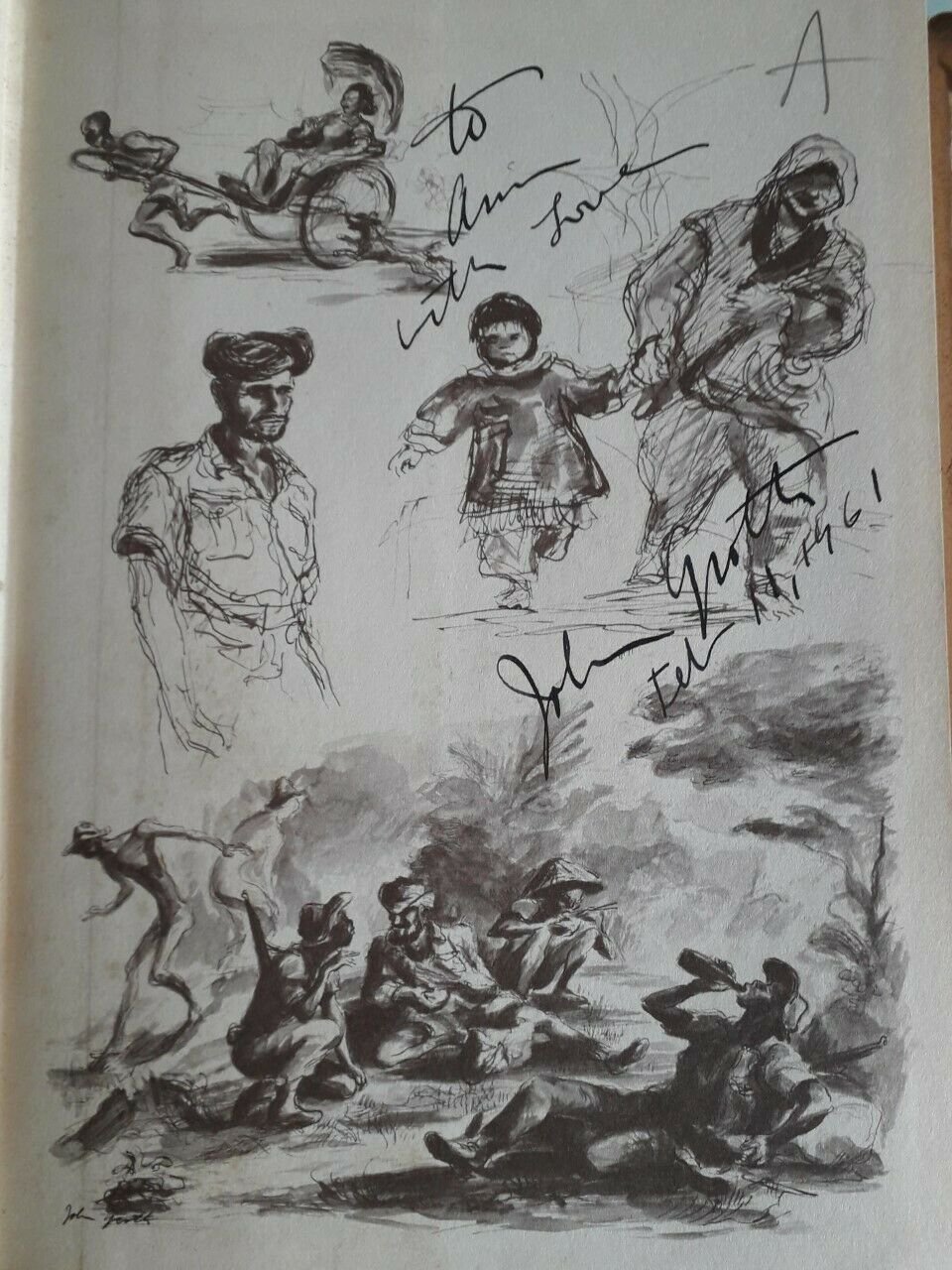 engraving, print signed by John Groth. dedication 1961