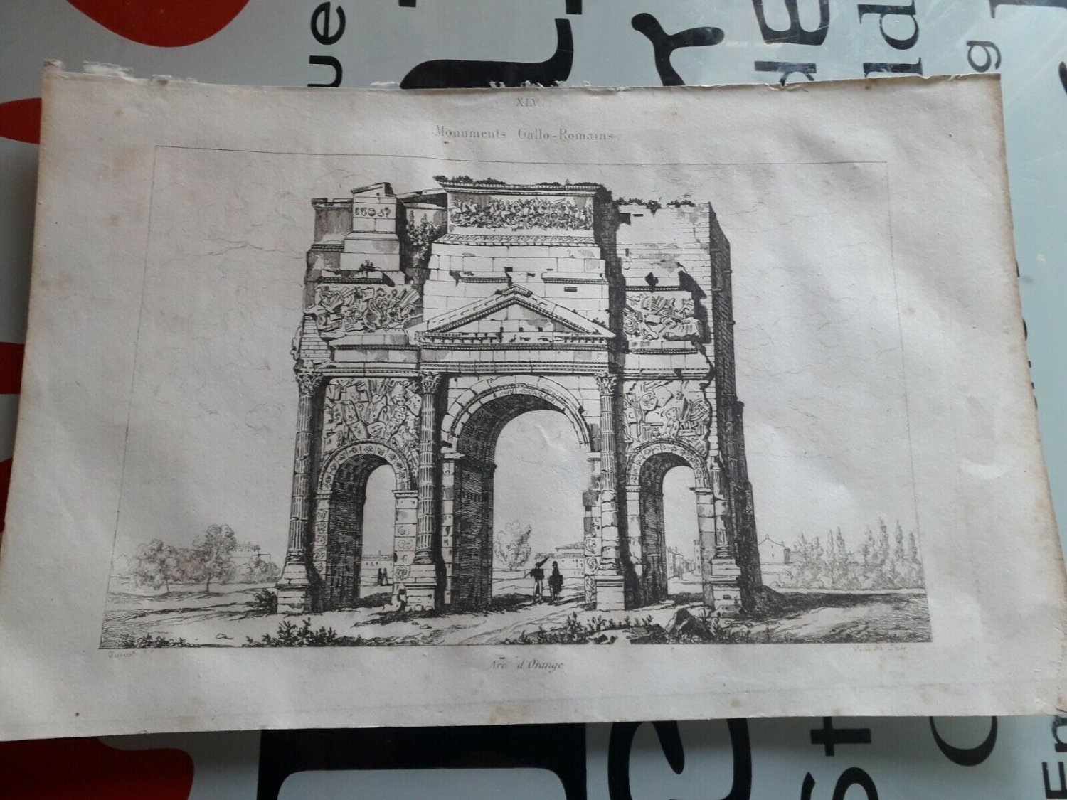 old engraving print 1836  Monuments  Gallo -Romains   Arc d&Acirc;&acute;Orange