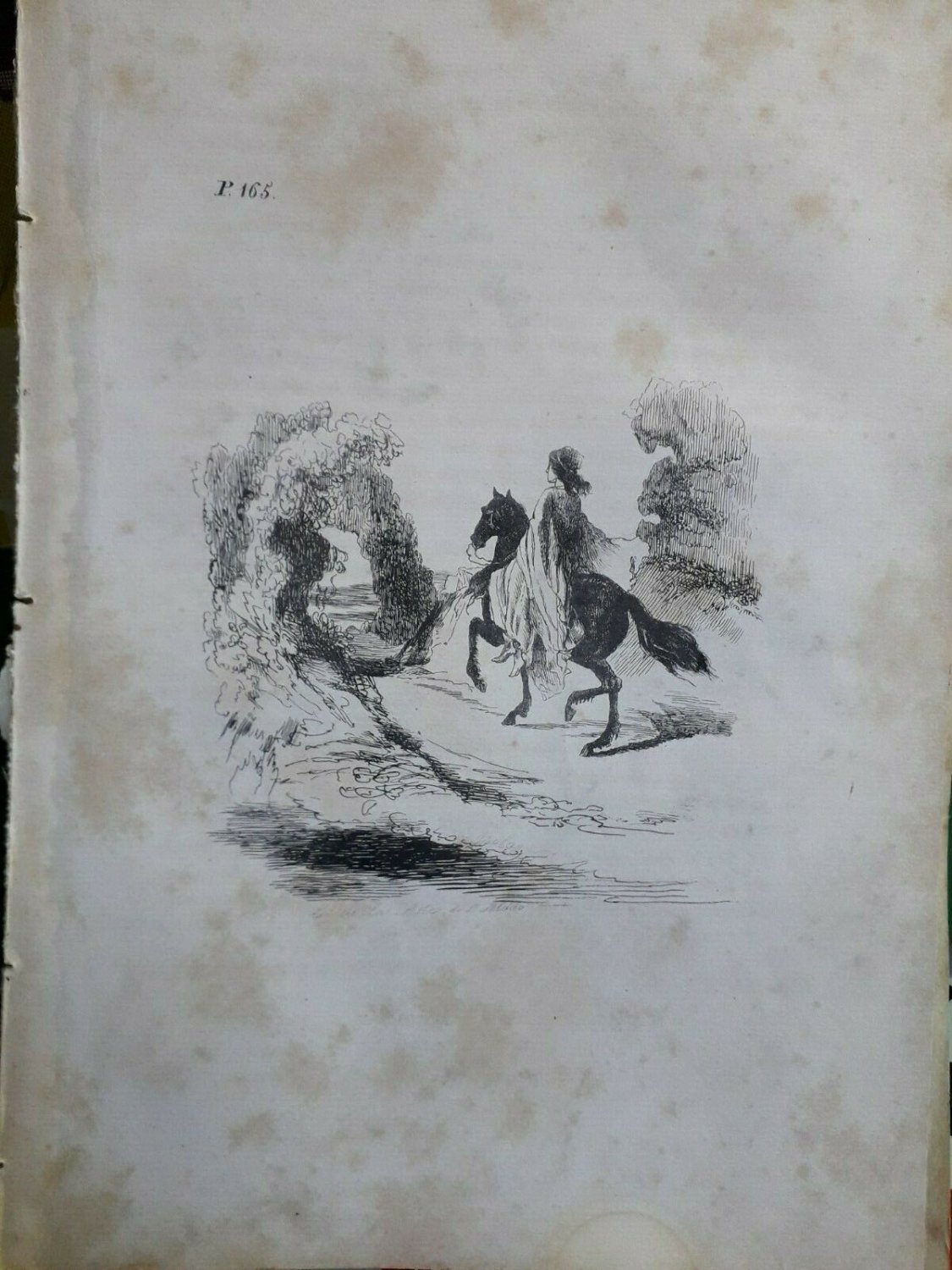 old engraving print 1846 The Wandering Jew  Eug&Atilde;&uml;ne Sue  .A.Isola