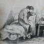 old engraving print 1846 The Wandering Jew - Eug&Atilde;&uml;ne Sue  A.Isola