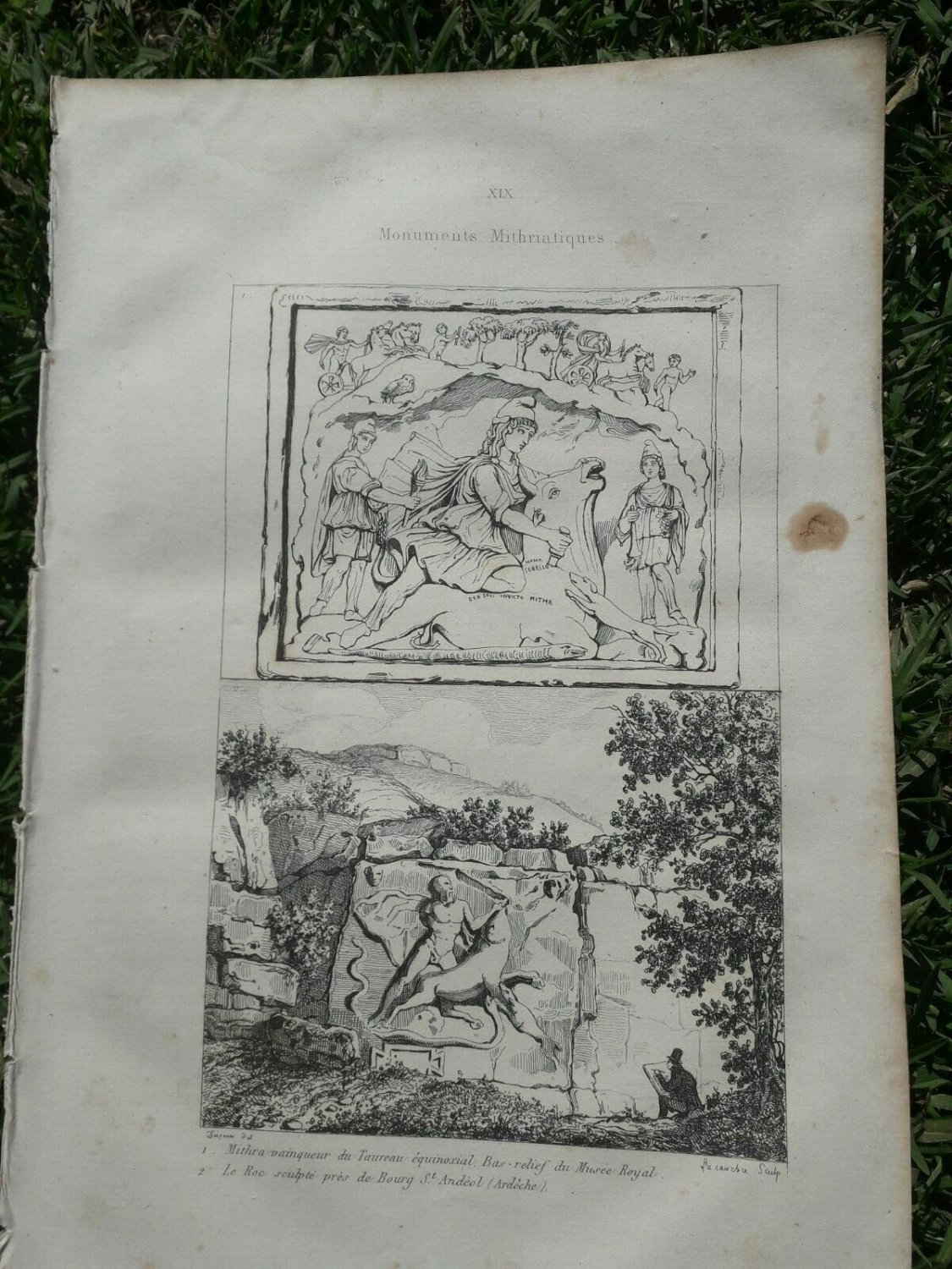 old engraving print 1836   Monuments Mithriatiques