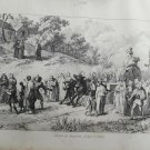 old engraving print - 1836  miracle of Simplicius. bishop