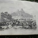 old engraving print 1836    the Gauls loot Delphi