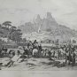 old engraving print 1836    the Gauls loot Delphi