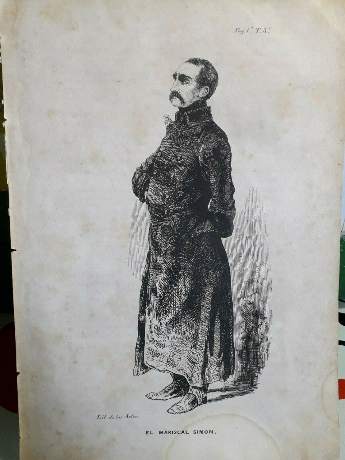 old engraving print 1846 The Wandering Jew Eug&Atilde;&uml;ne Sue  El mariscal Simon