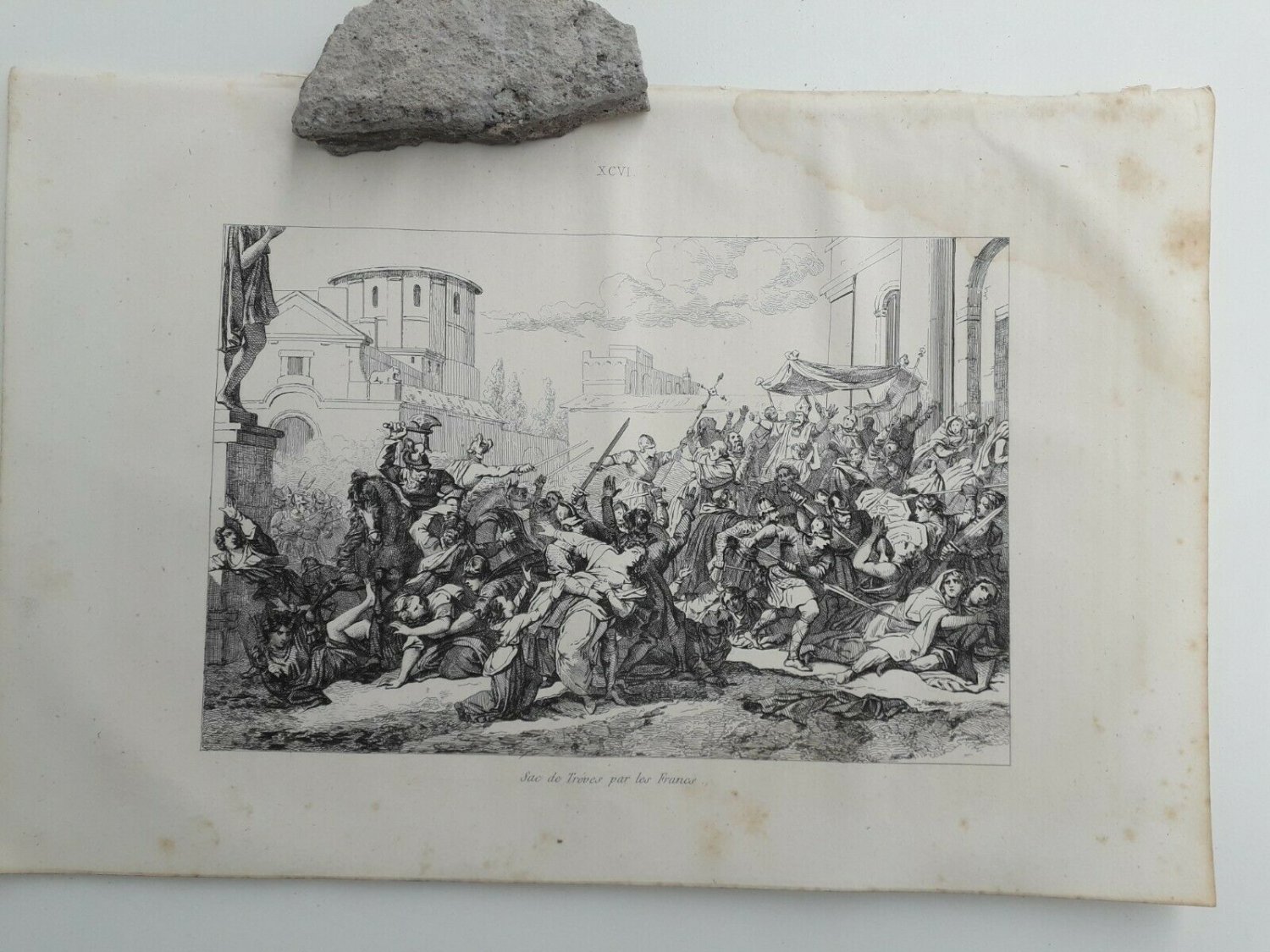 old engraving print - 1836 truce sacrificed by the Francis