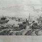 old engraving print - 1836 naval combat of Romans and Venetes