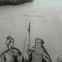 old engraving print - 1836 barbarian costumes - Goth, Sueve , marcoman vandale