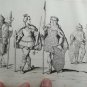 old engraving print - 1836 barbarian costumes - Goth, Sueve , marcoman vandale