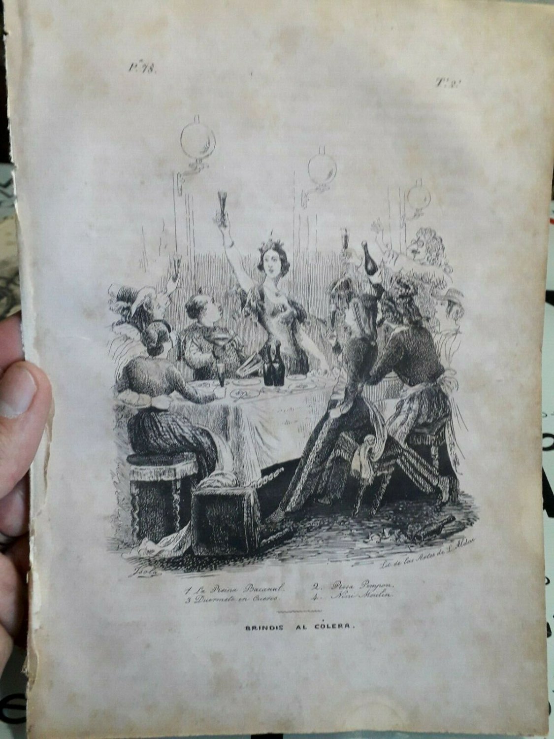 old engraving print 1846 The Wandering Jew - Eug&Atilde;&uml;ne Sue  A.Isola brindis