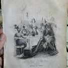 old engraving print 1846 The Wandering Jew - Eugène Sue  A.Isola brindis