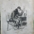 old engraving print 1846 The Wandering Jew - Eugène Sue. Rodin   A.Isola