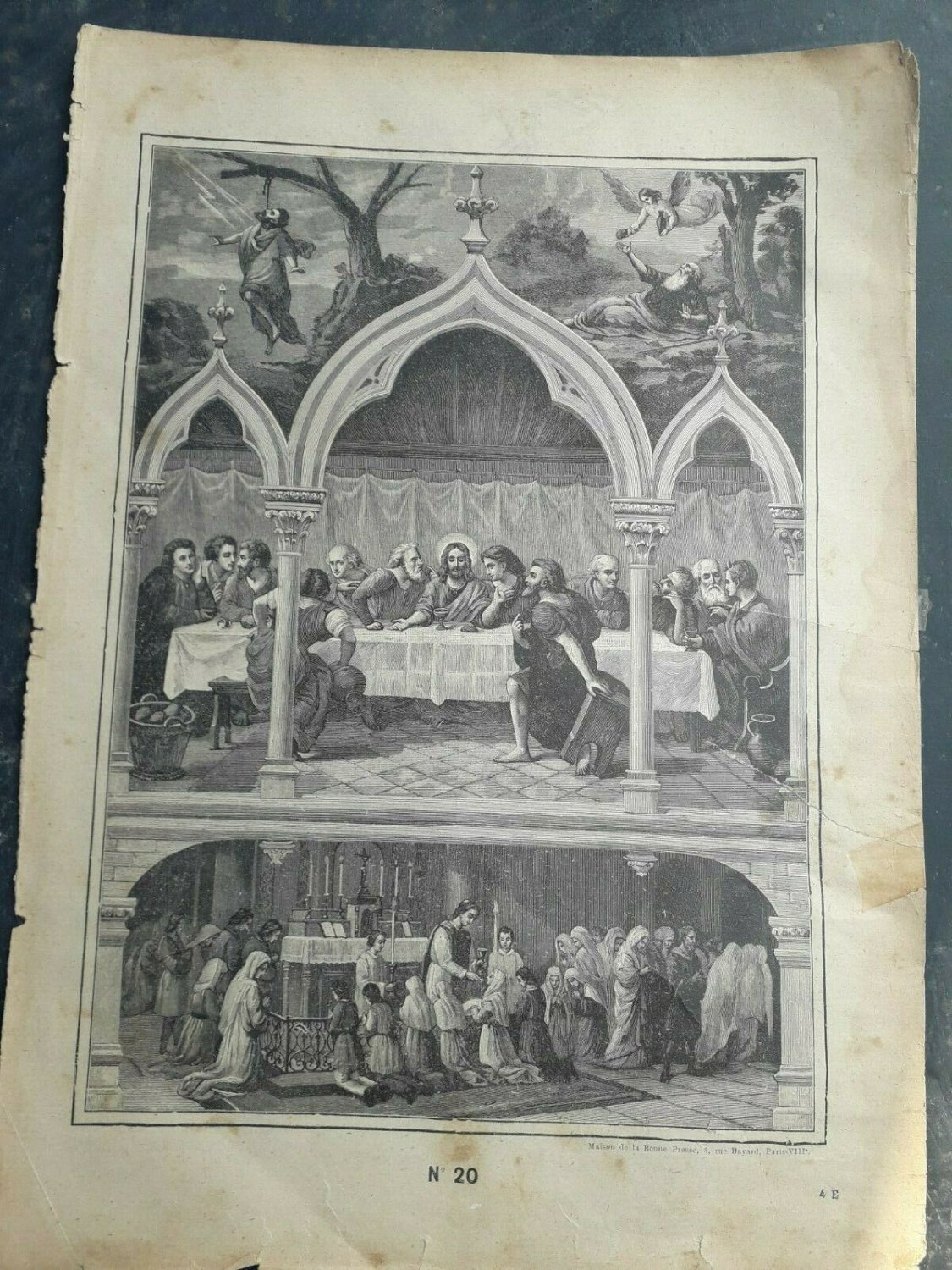Old religious engraving early 1900  jesus     maison de la bonne N 20