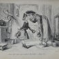 old engraving print extracted book 1893 Le Bon Petit Diable,mon cafe mon pain...
