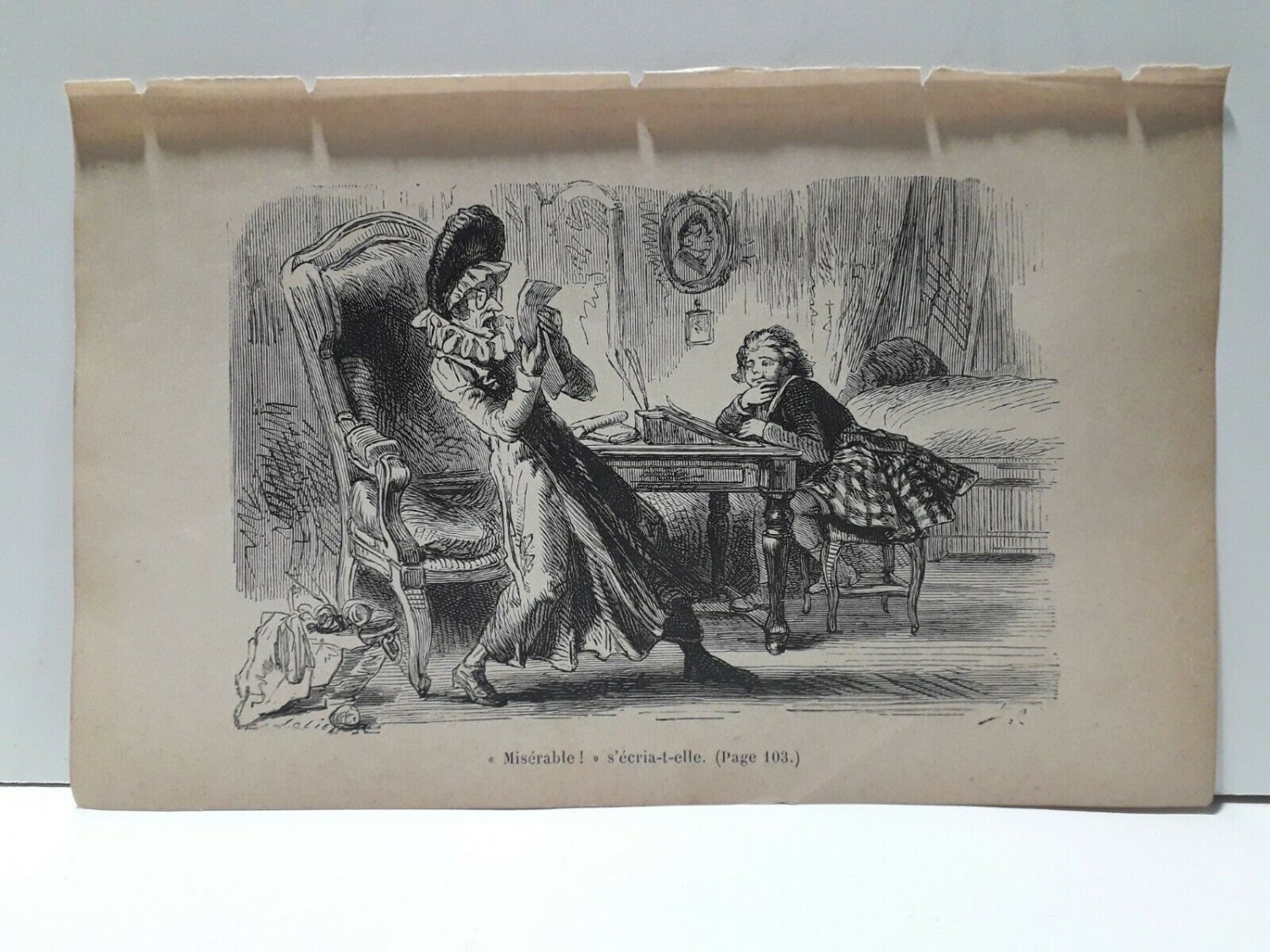 old engraving print extracted book 1893 Le Bon Petit Diable, Miserable