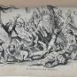 old engraving print extracted book 1893 Le Bon Petit Diable,ils lui tirerent...