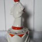 art deco figure for flowers, ceramic in beige and orange colors