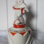 art deco figure for flowers, ceramic in beige and orange colors