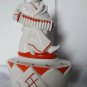 art deco figure for flowers, ceramic in beige and orange colors