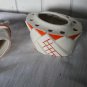 art deco figure for flowers, ceramic in beige and orange colors