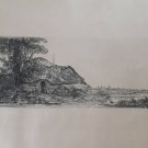 old engraving etching Rembrandt landscape